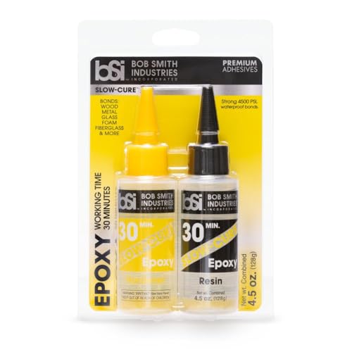 Bob Smith Industries BSI-205 Slow-Cure™ Epoxy - 4.5 oz. Combined, Clear - 30-Minute Working Time Adhesive for Wood, Fiberglass, Metal