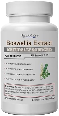 Superior Labs Boswellia Serrata Extract 500mg – 65% Boswellic Acids, Pure Non-GMO, Zero Fillers, Indian Frankincense