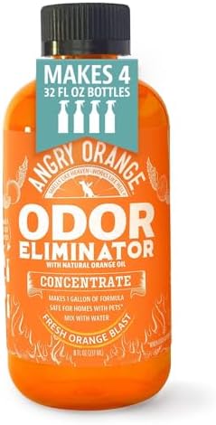 Angry Orange Pet Odor Eliminator 8 oz. bottle- Industrial Strength Pet Odor Remover - Makes (4) 32oz. Bottles - 1 Gallon - Neutralizes and Sanitizes Tough Pet Odors Fast