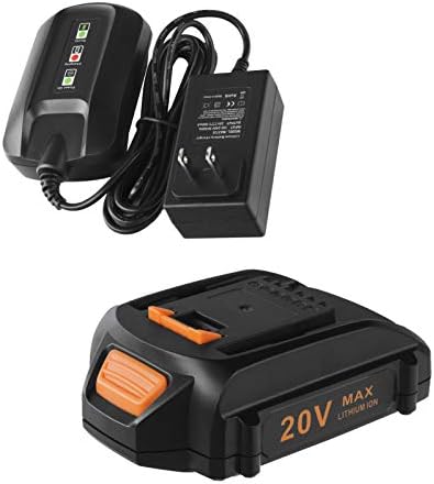 Replacement 20V Battery and Charger Starter Kit, WA3525 Lithium Battery and Charger WA3732 Compatible with Worx 20-Volt Cordless Power Tools