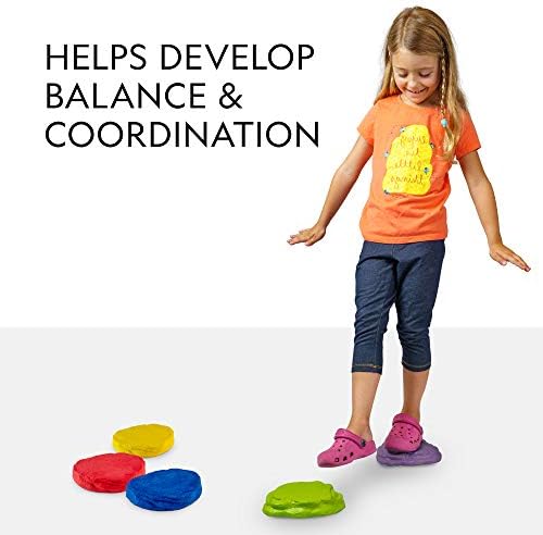 NATIONAL GEOGRAPHIC Stepping Stones for Kids – 10 Soft Durable, Encourage Toddler Balance & Gross Motor Skills, Indoor & Outdoor Toys