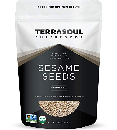 Terrasoul Superfoods Organic Unhulled Sesame Seeds, 2 Lbs, Nutty Crunch for Asian Dishes, Baking, and Homemade Tahini