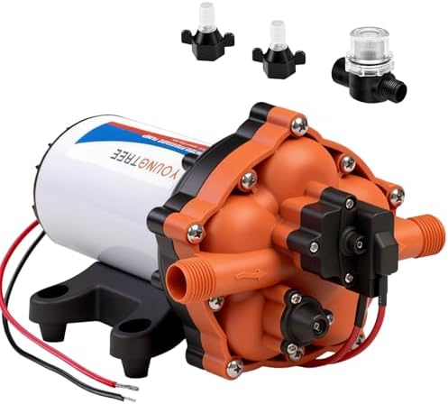 YOUNGTREE 55-Series 110V AC Fresh Water Diaphragm Pump 7GPM 70PSI 110volt 5-Chamber Water Pressure Washdown Pump On Demand with Pressure Switch for Irrigating, Home, Sprinkler, RV, Marine