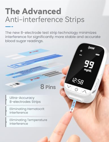 IMDK Blood Sugar Test Kit, Precision Blood Glucose Monitor Kit with 100 Glucometer Strips, 100 Lancets, 1 Lancing Device and 1 Control Solution