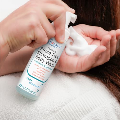 The Pharma-C Company - Foaming Rinse Free Shampoo & Body Wash [6 pack] - Fragrance & Dye Free - Hospital Tested Gentle No-Rinse Formula Leaves Hair