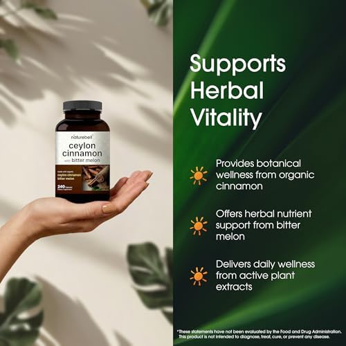 NatureBell 2 Pack Ceylon Cinnamon with Bitter Melon, 240 Capsules | Made with Organic Sri Lanka Ceylon Cinnamon and Organic Bitter Melon | Non-GMO