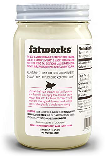 Fatworks Pasture Raised Leaf Lard for Baking, Baker's Lard, 14 oz | Artisanally Rendered, Traditional & Gourmet Baking, Sauteeing, Frying, WHOLE30 APPROVED, KETO, PALEO