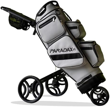 PARADAX A1-1 All-in-One Golf Bag - Cart Built Inside The Bag! | Cart hides Inside The Golf Bag Within Seconds. Push Golf Bag and Cart | Golf Bag and Cart Combo | Golf Bag with Wheels