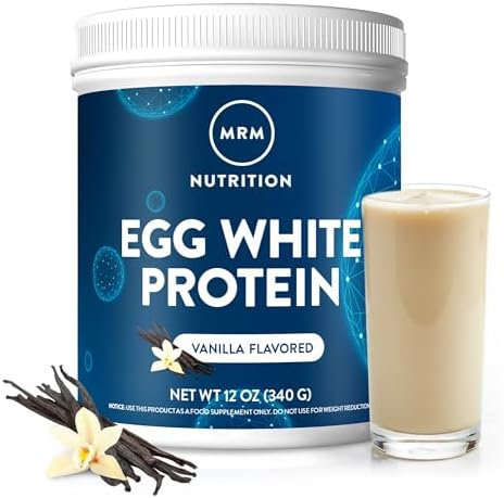 MRM Nutrition Egg White Protein - 23g Fat-Free Protein - 20 Servings | Free of Dairy & Gluten, Sugar Free Vanilla Flavored Powder, With Digestive Enzymes, and Soy, High Biological Value