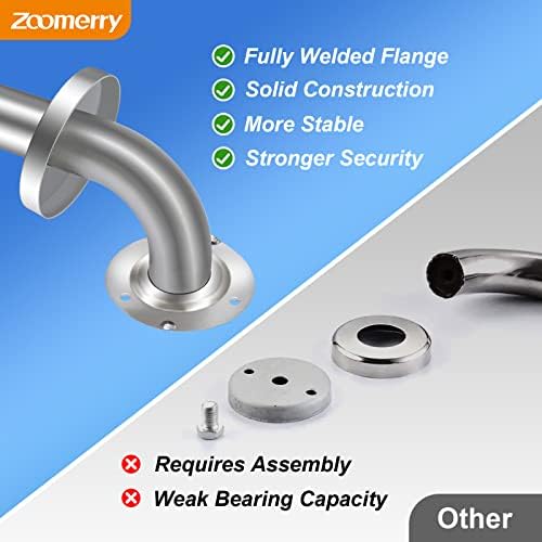 18 Inch Shower Grab Bar, 500lbs, Brushed Nickel Knurled, 2 Pack | 304 Stainless Steel, Fully Welded, ADA Compliant