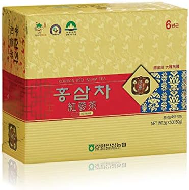 Gangwoninsam] 6 Year Korean Red Ginseng Tea (3g x 50 Packets) – Contains 6 Year Korean Red Ginseng Extract, Korean Tea, Individually Packaged
