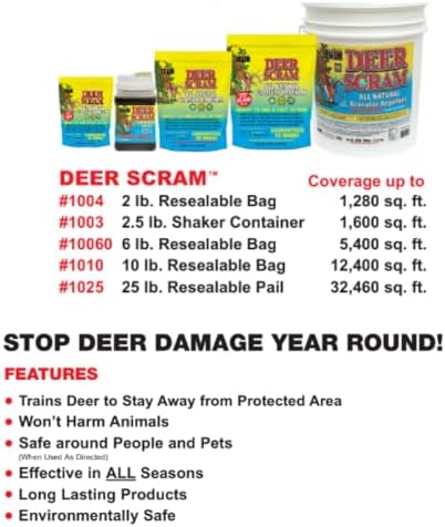 Deer Scram All Natural Granular Repellent - All-Natural, Animal, People and Pet Safe Granule Repellents (2.5 lb Shaker)