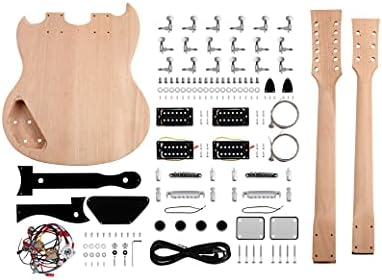 DIY Electric Guitar Kit Double Neck 12 String Beginner Guitar Kit | Mahogany Body, Mahogany Neck, Rosewood Fretboard, Right Handed, Chrome Hardware