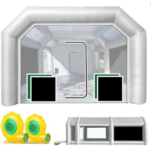 28X15X10FT Inflatable Spray Paint Booth Tent with Upgrade High-Power Blowers 950W+950W