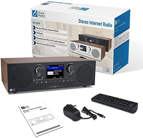 Ocean Digital WR-800 FM Wi-Fi Internet Radio Stereo Speakers Micro SD Line Out Aux in 30