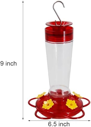 Shrdaepe Hummingbird Feeder, Glass Bottle Bird Feeders, 5 Feeding Ports, 10-Ounce Nectar Capacity