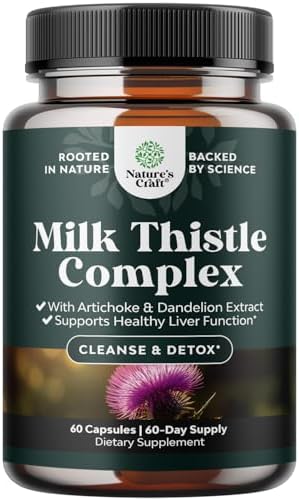 Liver Support Milk Thistle Supplement for Liver Cleanse Detox & Repair - Advanced Milk Thistle and Dandelion Root Supplement with Artichoke Extract