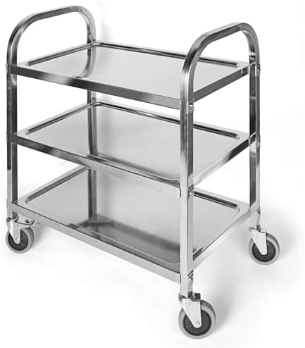 Nisorpa 3 Tier Kitchen Rolling Cart, Stainless Steel, L30 x W16 x H33 Inch