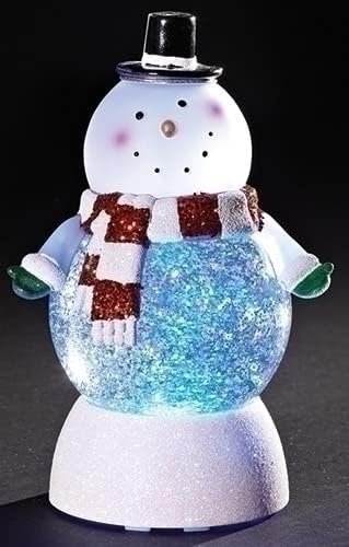 Roman 7.5" H Lighted Swirl Snowman, Glitter Confetti Lantern, USB or Battery Operated, Christmas Decor, Holiday Accent, Gift