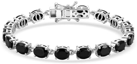 California Black Jade 14.35 ctw Classic Link Bracelet Platinum Plated 7.25" | Birthday, Gifts