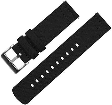 BARTON WATCH BANDS Quick Release Canvas Watch Band Straps, Black, 20mm
