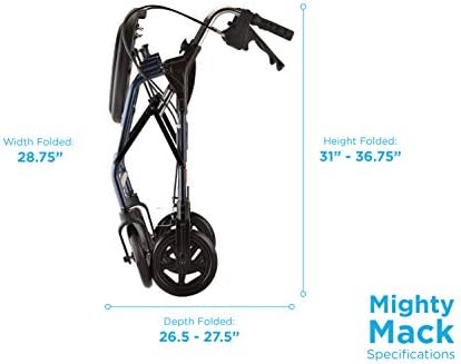NOVA Mighty Mack Heavy Duty Bariatric Rollator Walker, Rolling Walker with 500 lb. Capacity, Locking Hand Brakes, Padded Seat & Front Basket