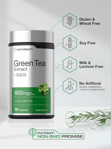 Horbäach EGCG Green Tea Extract Pills | 180 Capsules | Max Potency
