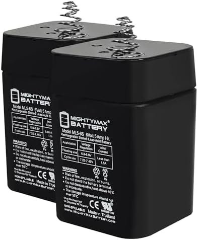 ML5-6S -6 Volt 5 AH, Spring S2 Terminal, Rechargeable SLA AGM Battery