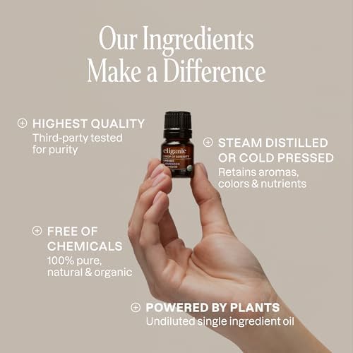 Cliganic Organic Aromatherapy Essential Oils Set (Top 6 - The Essentials), 100% Pure Natural - Peppermint, Lavender, Eucalyptus, Tea Tree
