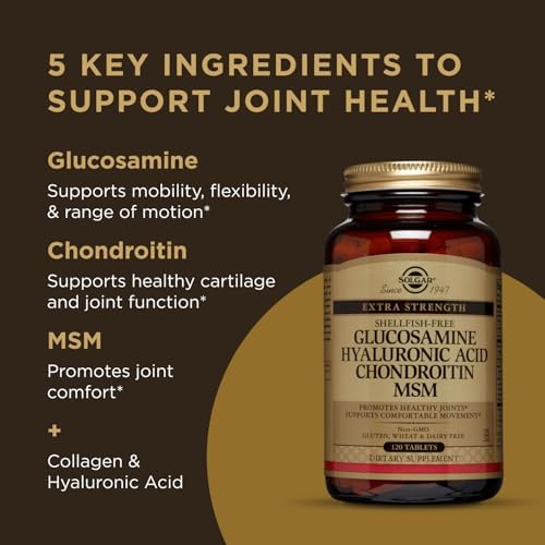 Solgar Glucosamine Hyaluronic Acid Chondroitin MSM, 60 Tablets | (Shellfish-Free), Joint Support & Comfort - Supports Active Lifestyles - Non-GMO, Gluten Free, Dairy Free - 20 Servings