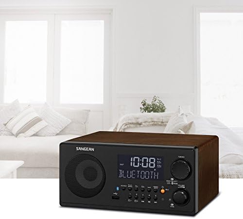 Sangean WR-22WL AM/FM-RDS/Bluetooth/USB Table-Top Digital Tuning Receiver (Dark Walnut) (Renewed)