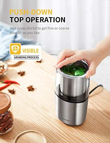 SHARDOR Electric Coffee Bean Grinder, Spice Grinder, 1 Removable Bowl with Stainless Steel Blade, Silver