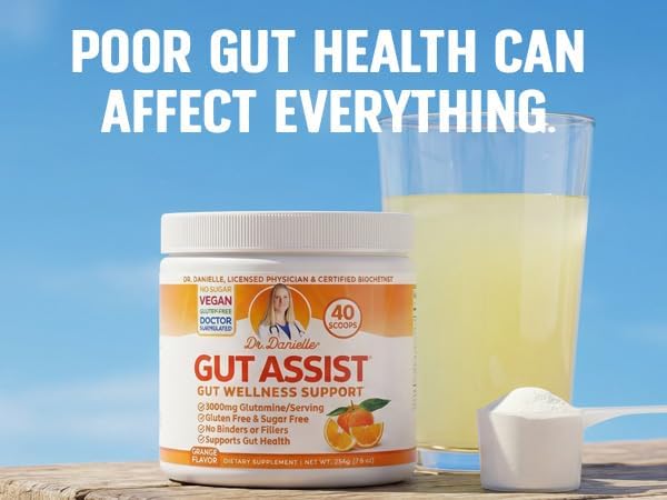 Gut Assist Leaky Gut Support Powder | 40-Servings with L-Glutamine, Arabinogalactan, Licorice Extract