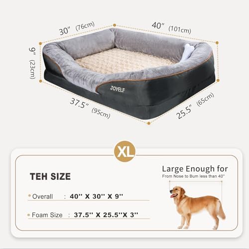 JOYELF Large Memory Foam Dog Bed, Orthopedic Dog Bed & Sofa with Removable Washable Cover and Squeaker Toy as Gift