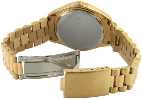 Peugeot Men's Stainless Steel Big Face Luxury Watch with Day Date Windows, Roman Numerals & Coin Edge Fluted Bezel Watch