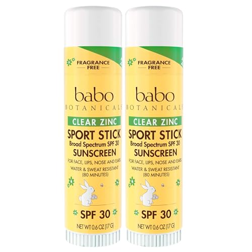 BABO Botanicals Sheer Zinc Mineral Sunscreen Sport Stick SPF30- Natural Zinc Oxide- Shea Butter- Fragrance-Free - Water Resistant - Made Safe Certified