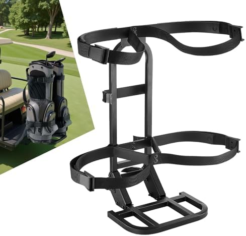 VEVOR Golf Cart Bag Holder, Compatible with Yamaha, EZGO, Club Car Rear Seat Grab Bar, Most Golf Carts, Space-Saving Carbon Steel Bag Holder Bracket
