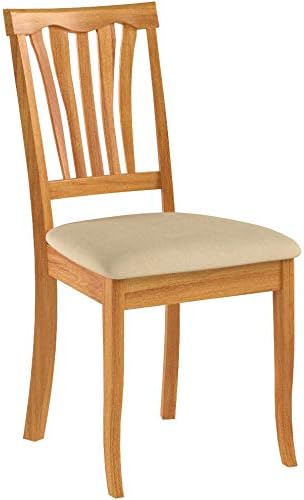 East West Furniture AVC-SBR-LC Avon Dining Chairs - Faux Leather Upholstered Wood Chairs, Set of 2, Saddle Brown