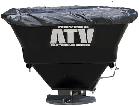 Buyers Products ATVS100 ATV Broadcast Spreader with Rain Cover, 100 lb Capacity, Rear Rack Mount, Poly Hopper, 12V Motor, for Seed, Fertilizer