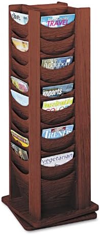Safco Rotating Wire Magazine Holder, Metal Display Rack with 16 Pockets, 4 Tier Rolling Organizer, Powder Coat Finish, 5 Casters, Charcoal
