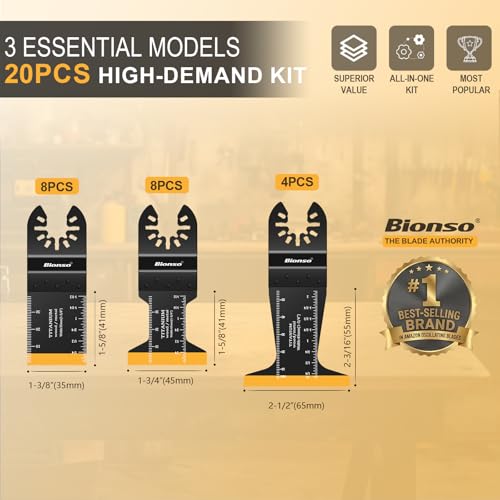 Bionso 40 PCS Oscillating Saw Blades, Premium Multitool Kit for Wood Metal Plastics, Tool Blades Fit Dewalt Worx Rockwell Wen Milwaukee Makita Ryobi Bosch Fein Porter Genesis Black
