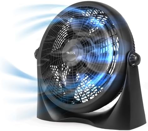 Commercial Cool 16 Inch High Velocity Floor Fan, Black, CFF16B | Floor Fan for Home, Garage, Bedroom, or Office, Cooling with 3 Speed Settings, Quiet Floor Fan with Adjustable Tilt Angle