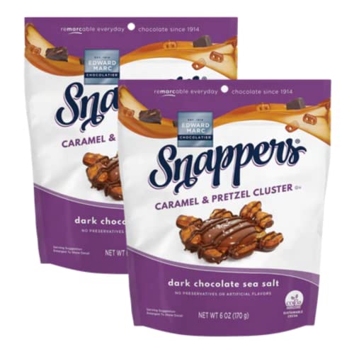 Edward Marc Snappers Sweet Caramel & Pretzels Cluster - Crunchy Pretzel Snack With Milk Chocolate For Adults And Kids - 6 oz (pack of 1)