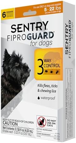Sentry Fiproguard for Dogs, Flea and Tick Prevention for Dogs (23-44 Pounds), Includes 3 Month Supply of Topical Flea Treatments | Ideal for Medium Dogs 23-44 lbs; Kills Fleas, Ticks & Chewing Lice for 30 Days; 8 weeks+; Vet-Quality OTC Formula