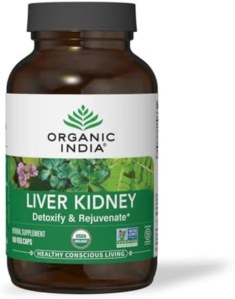 ORGANIC INDIA Liver and Kidney Cleanse Detox Repair - Herbal Supplement - Detoxify & Rejuvenate, Supports Healthy Liver & Kidney Function, Vegan, USDA Certified Organic, Non-GMO - 90 Capsules
