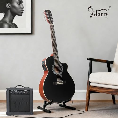 GLARRY 36in Acoustic Electric Guitar Beginner Kit with 15W Amp, 5-band EQ Dreadnought Design 6 Strings Electric Acoustic Guitar with Bag, Strap, Picks