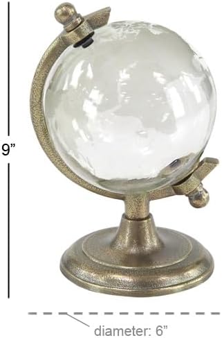 Deco 79 Aluminum Globe with Tiered Base, 9" x 8" x 13", Copper