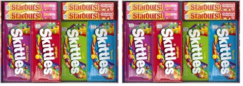 SKITTLES & STARBURST Assorted Candy Variety Pack Bulk Box 18 Count 37.05 oz | Everyday snacking, snack box, mix candy assortment bulk candy fruity candies bulk box for fundraising, snacking, road trips