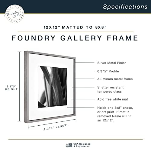 MCS Master & Co. Foundry Metal 12x12 Matted Picture Frame with 8x8 Photo Display