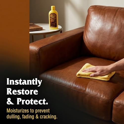 MR. LEATHER Cleaner & Conditioner, Restores & Protects All Leather, 8 oz | Made with Natural Oils, Hydrating & Water-Repelling Cream, Ideal for Leather Furniture, Sofa, Auto Interior, Shoes & Bags